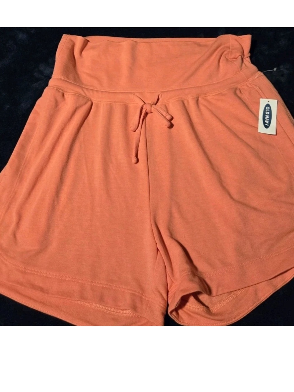 Old Navy active  Coral-Orange Knit High-Waist Drawstring Shorts
